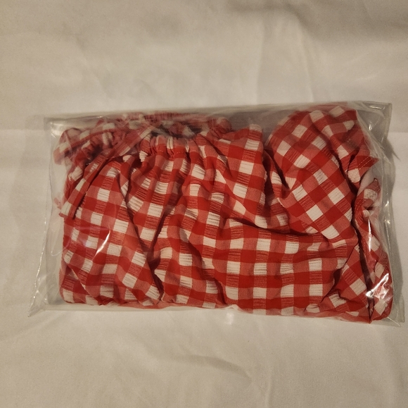 Wild Fable Womens Swimsuit Red Gingham Plaid Cross Halter High Leg - Picture 6 of 7